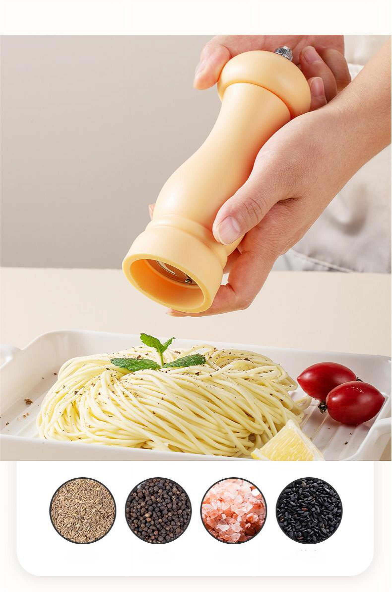 Salt and pepper grinder, manual grinder, grinder with adjusting knob, ceramic core grinder, PP plastic body, comfortable hand feeling
