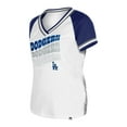thumbnail image 2 of Women's New Era White Los Angeles Dodgers Jersey Double Binding Raglan V-Neck T-Shirt, 2 of 5