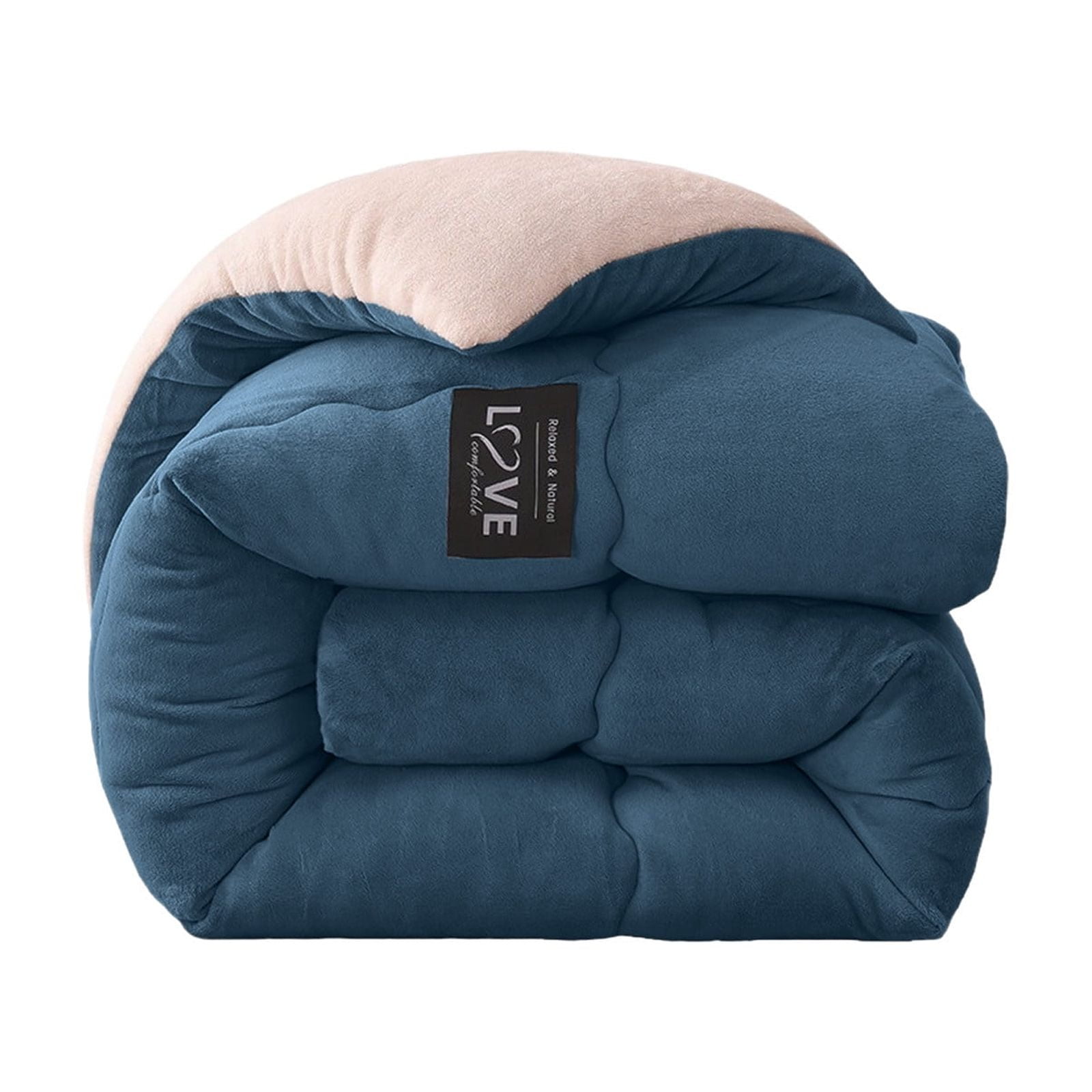 Kezqiaxn Thickened Comforter 150x200cm Milk Fleece Full Size Comforters Winter Quilt Doubles Lightweight Quilt Bed Thick Blankets Warm Cotton Quilt for Camping/Bedroom/All Season Blue