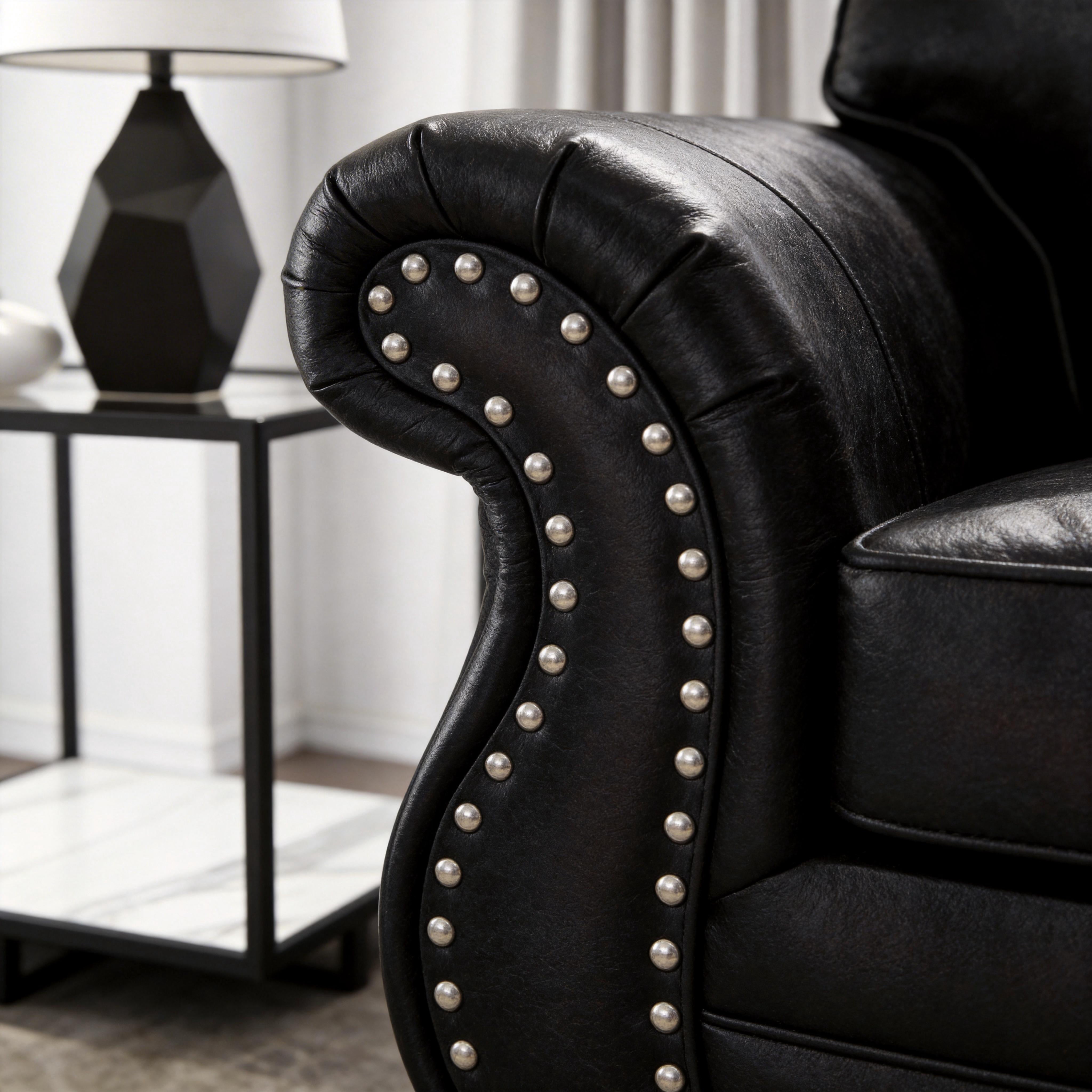 Roundhill Furniture Leinster 2-Piece Living Room Set, Sofa and Loveseat, Black