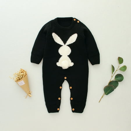 

Sodopo Baby Pajamas Winter Warm Knit Rabbit Sweater Romper Jumpsuit Outfits Boy Girl Pajamas Bodysuit Toddler Jacket