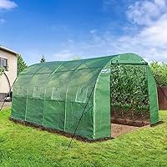 Danolapsi 15x6.5x6.5ft Walk-in Greenhouse Tunnel,Galvanized Steel Tunnel Greenhouse with Zippered Doors and Window,Garden Hot House for Home Gardening Seed Germination