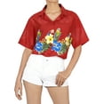 thumbnail image 5 of HAPPY BAY Button Down Shirt for Women Floral Beach Party Blouse Shirt Summer Button up Short Sleeve Dress Hawaiian Shirts Colourful Tops Blouses for Women S Parrot Print, Red, 5 of 5
