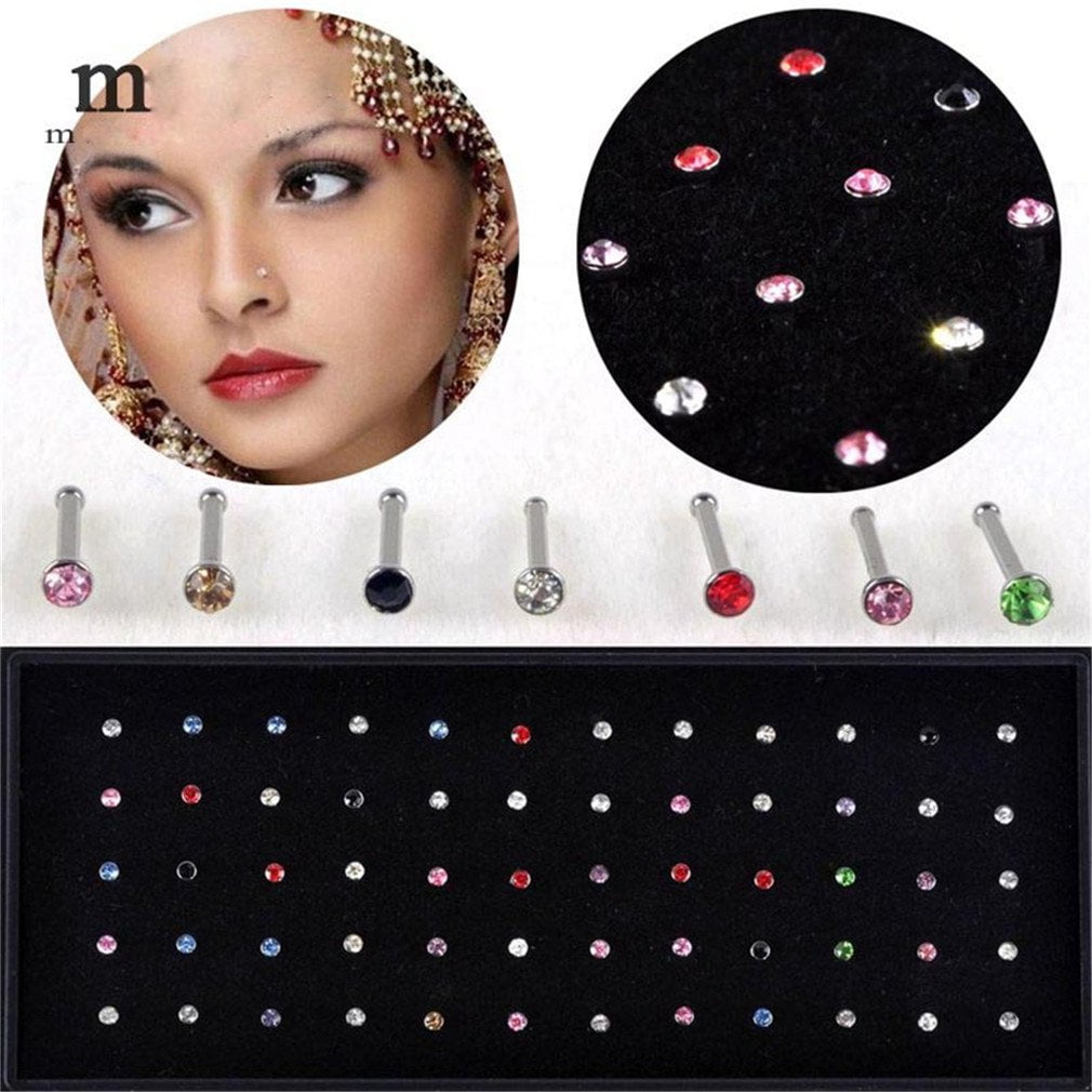 Stainless Steel Crystal Nose Ring Women Girl Surgical Steel Nose Body