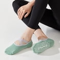 thumbnail image 3 of 1 Pair Women Floor Socks Anti-skid Silicone Grip Bottom Solid Color High Elasticity Sweat Absorption Adult Home Yoga Socks Sport Trampoline Socks, 3 of 8