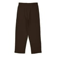 thumbnail image 6 of ZACPNCV Pants for Girls Summer Casual Loose Cotton Linen Straight Wide Leg Drawstring Elastic Waist Solid Cropped Pant Brown 14-15 Years, 6 of 8
