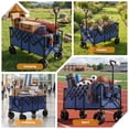 thumbnail image 4 of ACCVER Heavy Duty Collapsible Wagon - Folding Wagons Outdoor Camping Wagon Foldable & Portable w/ All-Terrain Wheels, Drink Holders,440LBS Capacity, Extra Large Blue, 4 of 7