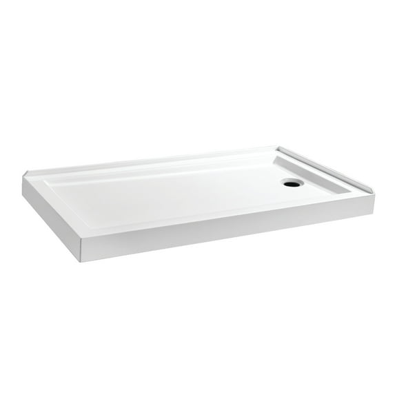 Kingston Brass VTSB60324R Aruba 60" x 32" Acrylic Double Threshold Shower Base with Right Drain, Glossy White