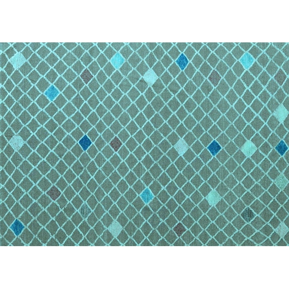 Ahgly Company Indoor Rectangle Abstract Light Blue Modern Area Rugs, 8' x 10'