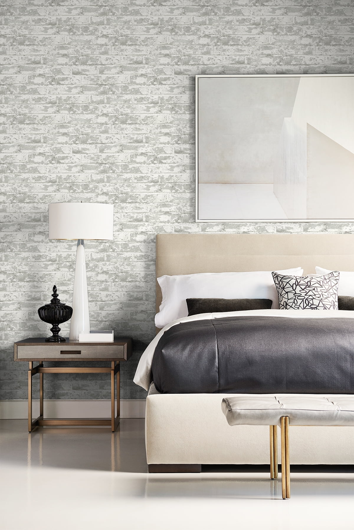 Wallquest, Inc. Luxe Haven Soho Brick Peel and Stick Wallpaper Calcutta