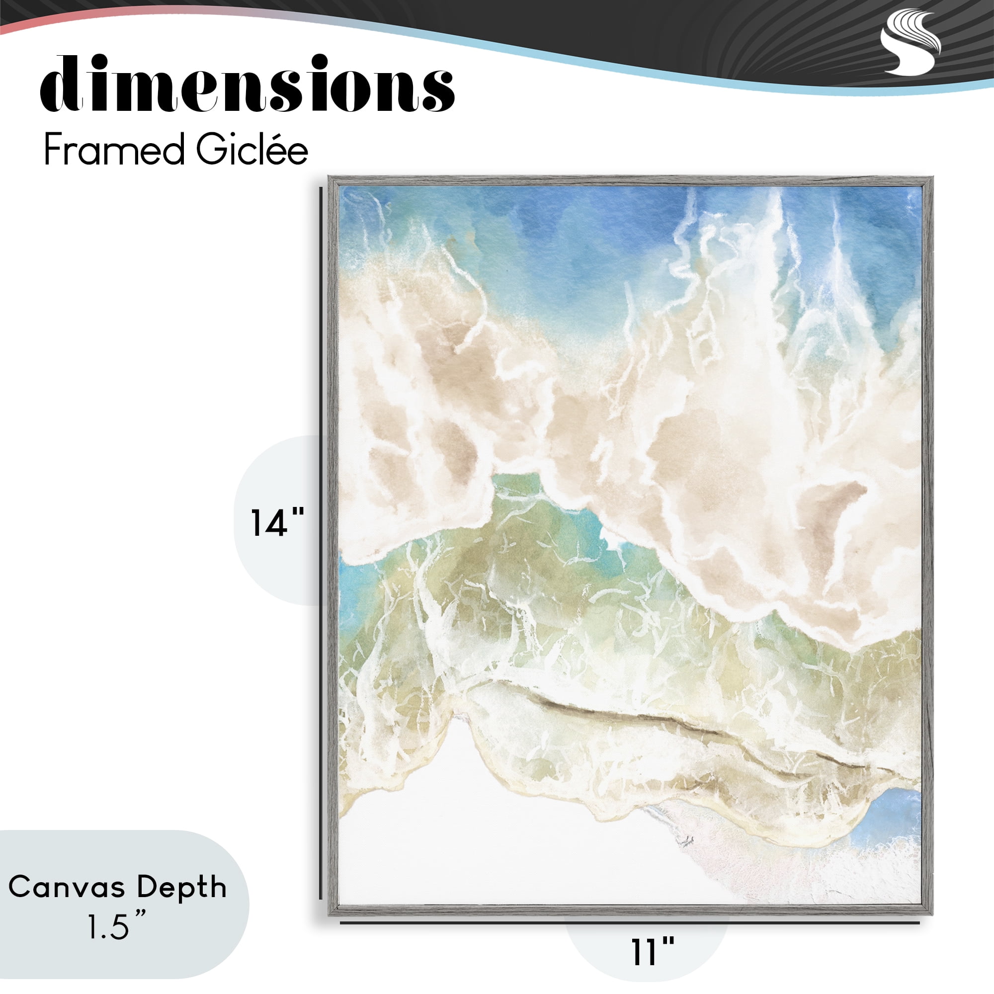 Stupell Industries Washed Away Tide Abstract Gray Framed Giclee Art, design by Jesse Keith