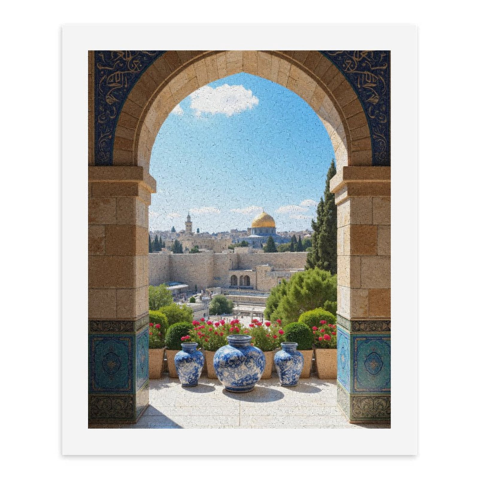 Paint By Numbers Kit for Adults Beginner - Golden Dome City View Archway DIY Canvas Painting Kits for Adults, Frameless Paint By Number for Adults for Home Wall Decor 16x20 Inch