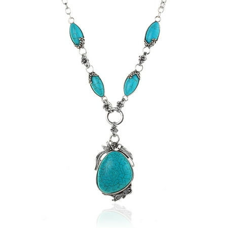 - Novadab Antique Silver Tibet Turquoise Necklace