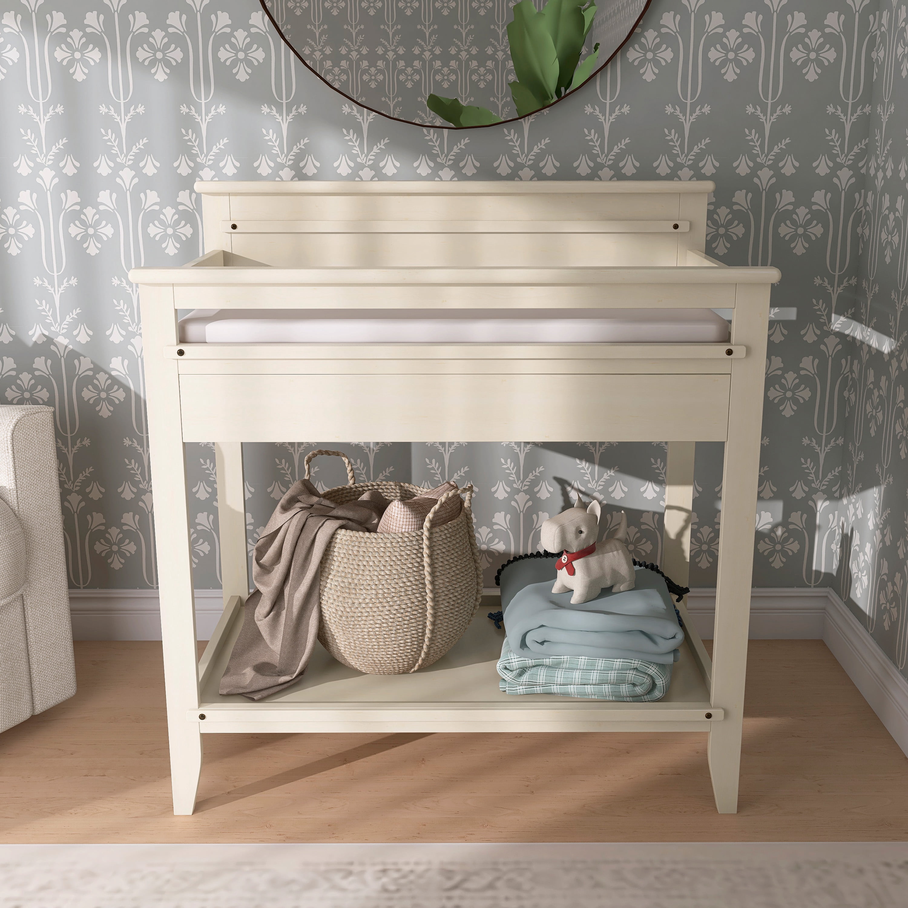 Dream On Me Bayfield Changing Table, JPMA & Greenguard Gold Certified, Glazed Brush White