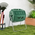 thumbnail image 4 of Costway 42-Gal Compost Bin Dual Chamber Composting Tumbler with 2 Sliding Doors Metal Frame Green, 4 of 9