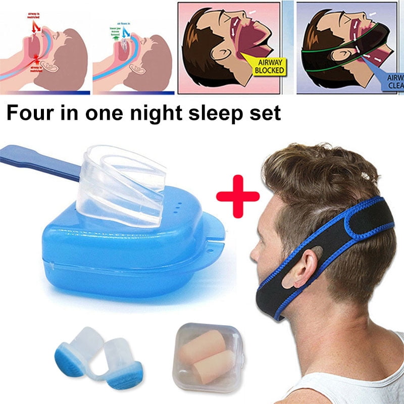 MakeUp4ever Sleep Apnea Night Guard Kit Stop Snoring Mouth Piece+Anti Snore Chin Strap Belt