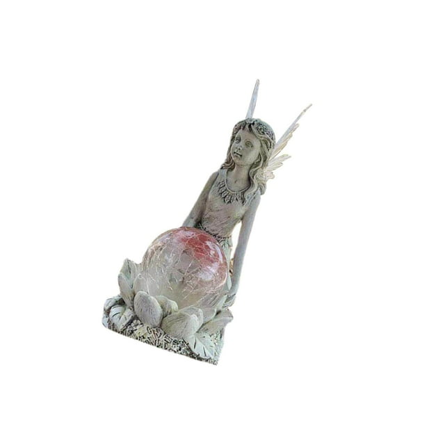 facefd Statue de Fée Solaire à LED en Résine Figurine d'Art pour Pelouse Intérieur Extérieur