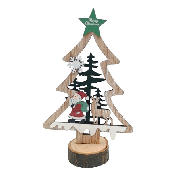 leyfeng Signo de mesa de Navidad Estatuilla de madera Festivales Árbol de Navidad Muñeco de nieve Forma Estatua Mesa Centro de mesa Ornamento Retro