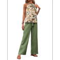 thumbnail image 3 of Womens Summer 2 Piece Outfits Sleeveless Crop Top Flowy Wide Leg Pants Matching Sets Vacation Outfits Bean Green S, 3 of 7
