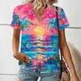 thumbnail image 5 of Youyipin Womens Tops Women's Hawaiian Button Down Shirts Casual Short Sleeve Floral Tropical Print Summer Blouse Tunic Top Beach Vacation Clothes For Women, 5 of 7