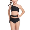 thumbnail image 1 of Faithtur Mother and Daughter Swimsuit Family Matching Summer One-shoulder Waist Lacing Bikini Set, 1 of 9