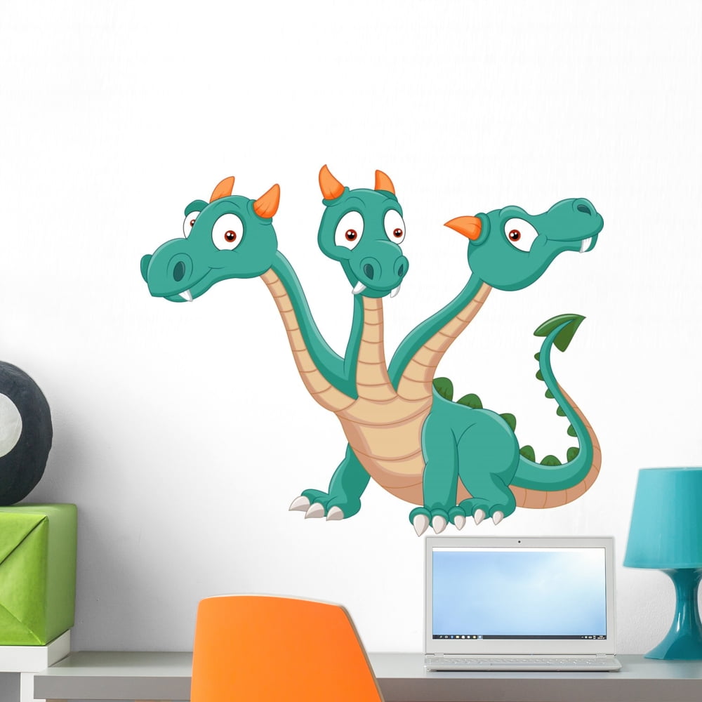 Cute Three Headed Dragon Wall Decal By Wallmonkeys Peel And Stick 