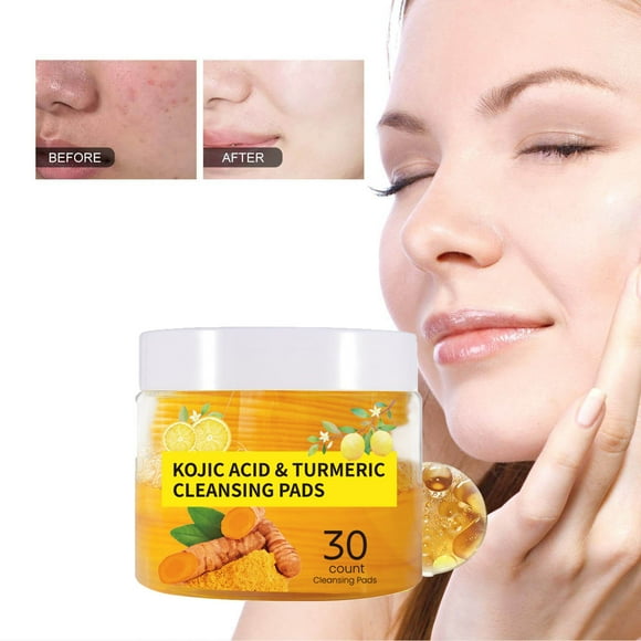 Mareep Turmeric Cleansing Pad 30 Tablets,Turmeric Kojic Cleansing Pads And Fades Discoloration Resurfacing Pads 10ml,Facial Care Tool,Suitable for All Skin Types