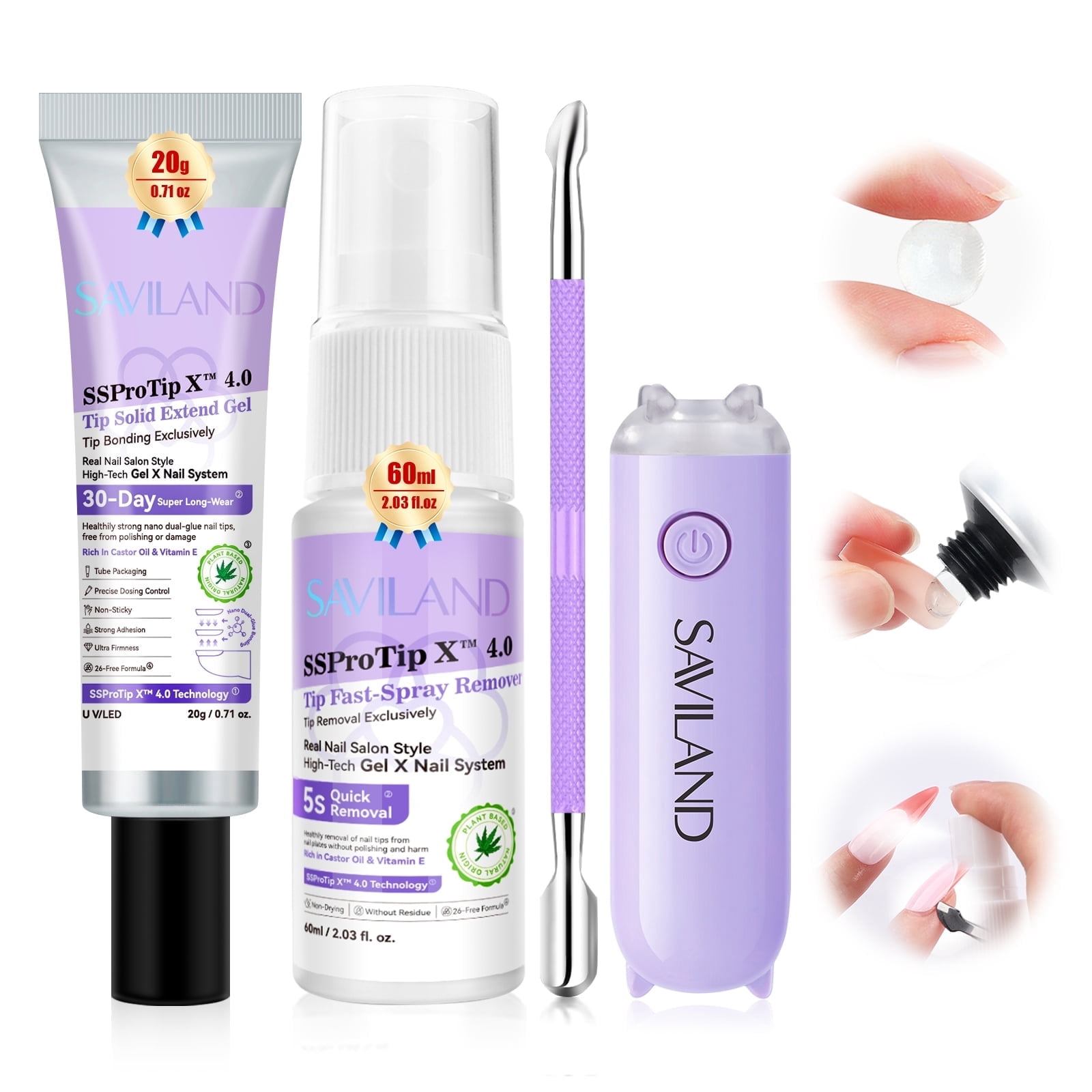Saviland Solid Nail Glue Gel Kit with UV Lamp photo 1