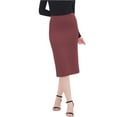 thumbnail image 5 of HVOBTTY Womens Pencil Mid Length Skirts, Summer Skirt for Women, Womens Fashion Solid Color Rhinestone High Waist Elastic Elegant Daily Formal Midi Skirt Wine, XL, 5 of 5