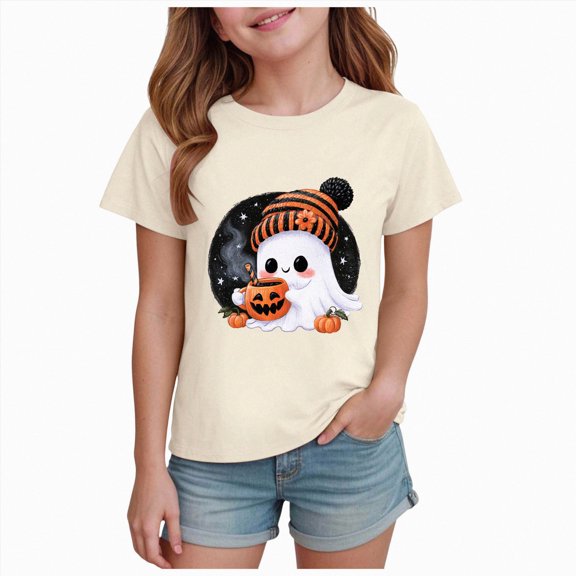 mgoYE Girls Boys Halloween T Shirts Funny Novelty Graphic Halloween Holiday Tshirt Short Sleeve Tshirt Tshirt for Girls