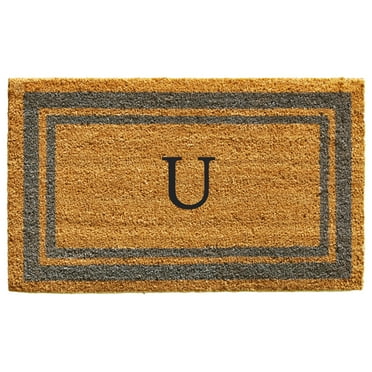Periwinkle Border Monogram Doormat (Letter U)