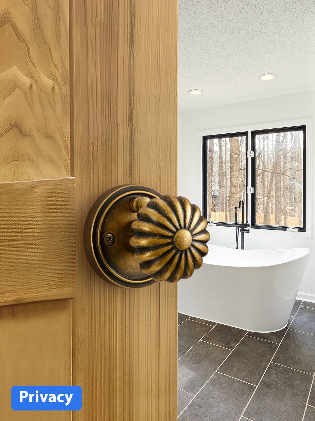 ACEEOCK Privacy Door Knob Antique Brass Door Knob, Bathroom Bedroom Door Handle Interior Vintage Doorknob, Aluminium Alloy Knob