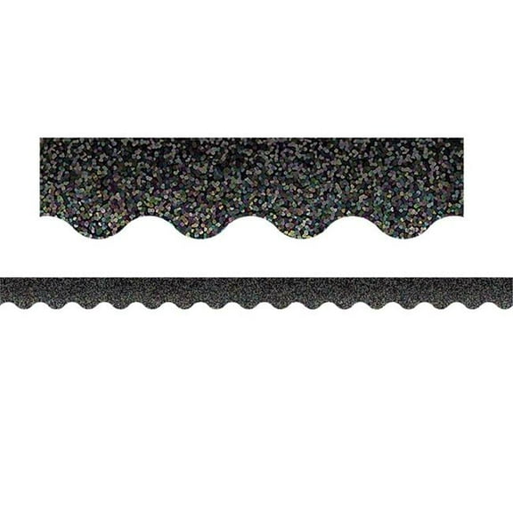 Black Sparkle Scalloped Border - Pack of 6