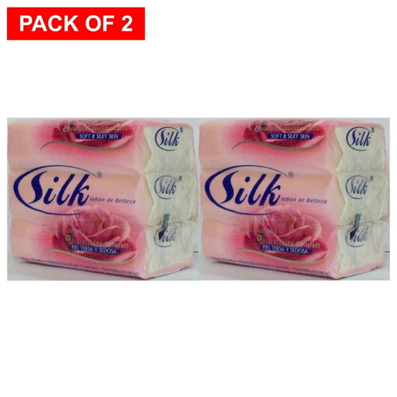 Silk Beauty Bar W/Rose Essence & Natural Moist Soft & Silky Skin (Pink) 3x100g (Pack of 2)