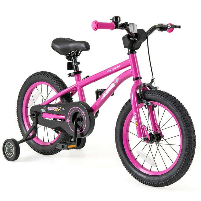 Costway 16-Inch Kid's Bike for 4-7 Years Old with Adjustable Saddle & Anti-slip Handlebar Pink