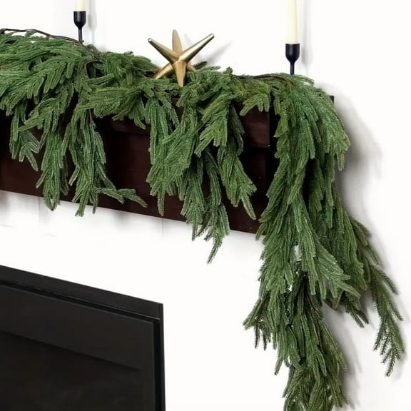 FlareFable 5.9FT Norfolk Christmas Garlands, Artificial Vines for Home Decor, Greenery Garland for Decoration, Fake Plants Christmas Decorations for Desk, Front Door, Fireplace & Wall