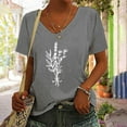 thumbnail image 2 of Up to 65% off! Zpanxa Womens Summer Tops Trendy Casual Print V-Neck Short Sleeve T Shirt Pullover Tops Lightweight Cute Blouse Pullover Gray M, 2 of 5