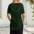 thumbnail image 6 of Fanxing Womens Short Sleeve Hoodies V Neck Summer Tops with Hood Loose Fit Drawstring Pullovers Army Green,XL, 6 of 7