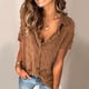 thumbnail image 4 of Qarigey Blusa de gasa casual para mujer Camisa de manga corta con botones Prendas para la parte del cuerpo Marrón SG, 4 of 5