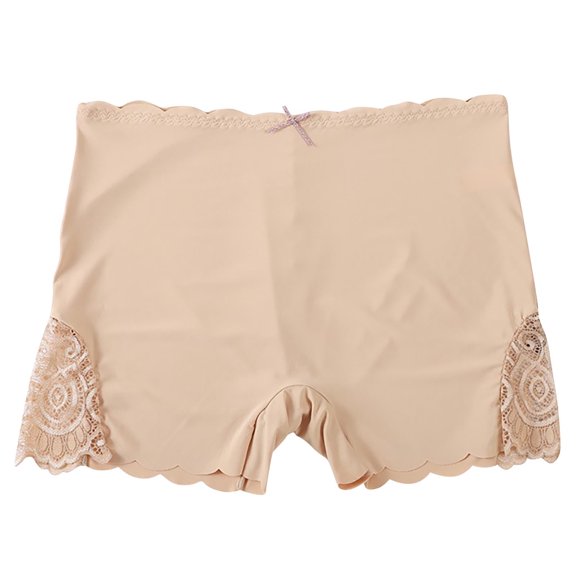 ZQUUVOU Women's Lace Boyshorts Panties Invisibles Mid Rise Waist Soft Comfort Underwear Smooth Workout Shorts Shapewear Panties Beige