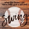 thumbnail image 2 of Gango Home Decor Contemporary Grab a Bat and Swing & Football Obsessed by Marla Rae (Ready to Hang); Two 12x12in Distressed Framed Prints, 2 of 5