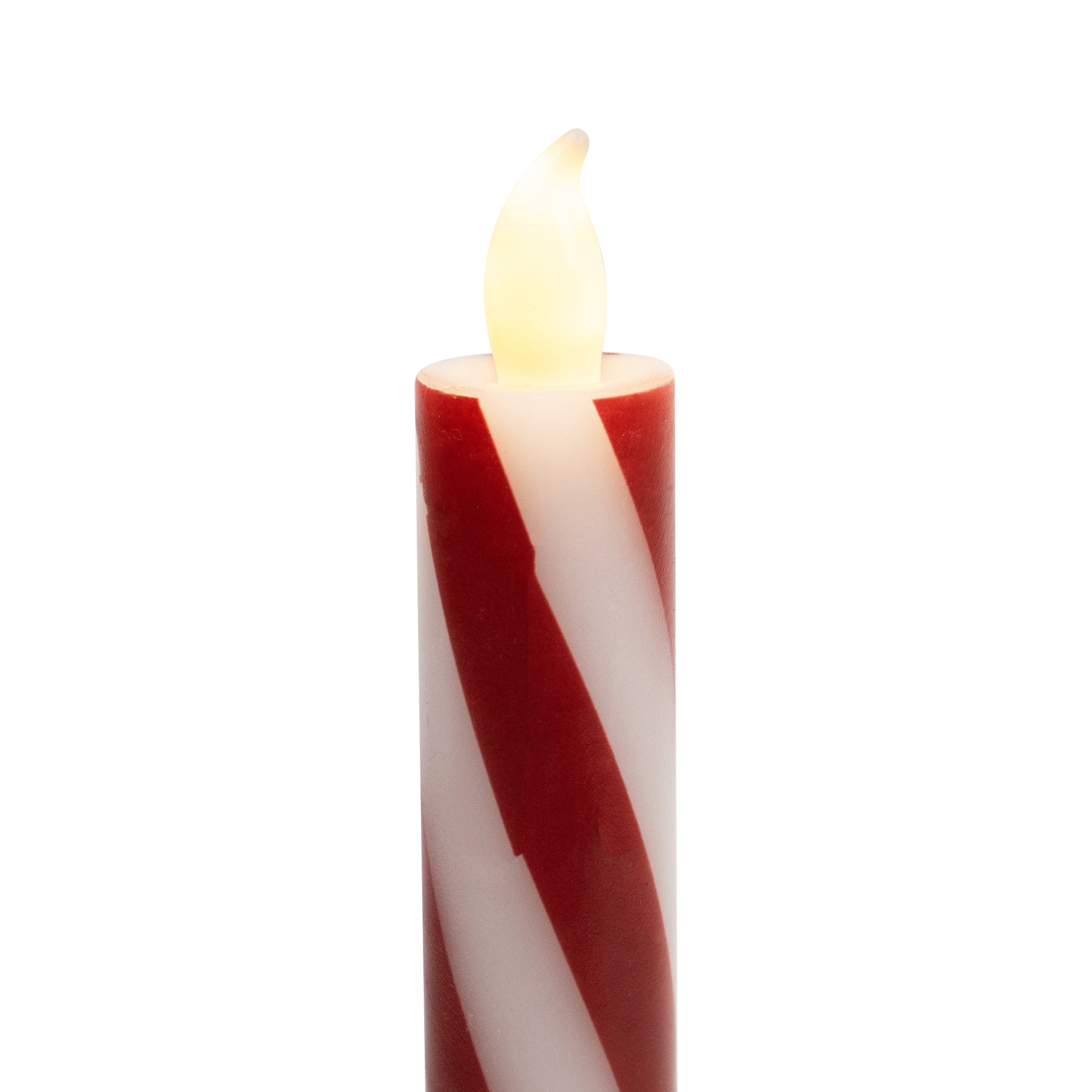 Northlight Candy Cane Striped Flameless Tapered Christmas Candles - 9.5" - Red and White - Set of 4