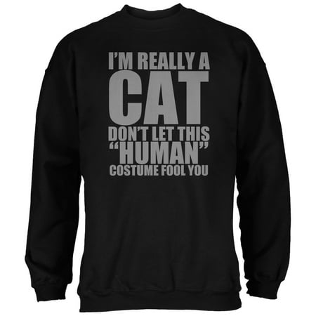 Halloween Human Cat Costume Black Adult Sweatshirt