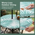 thumbnail image 5 of Round Outdoor Tablecloth with Umbrella Hole and Zipper, Teal Palm Leaves Tablecloth with Elastic Waterproof, Summer Botanical Tropical Plants Patio Table Covers for 31" - 35" Picnic Pool Tables, 5 of 9