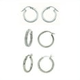 thumbnail image 4 of Sterling Silver 3 Piece Hoop Earrings Set, 4 of 6