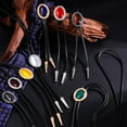thumbnail image 3 of Yokua Cowboy Braided Cord Bolo Tie Oval Shape Gem Stone Adjustable Necktie Necklace, 3 of 20