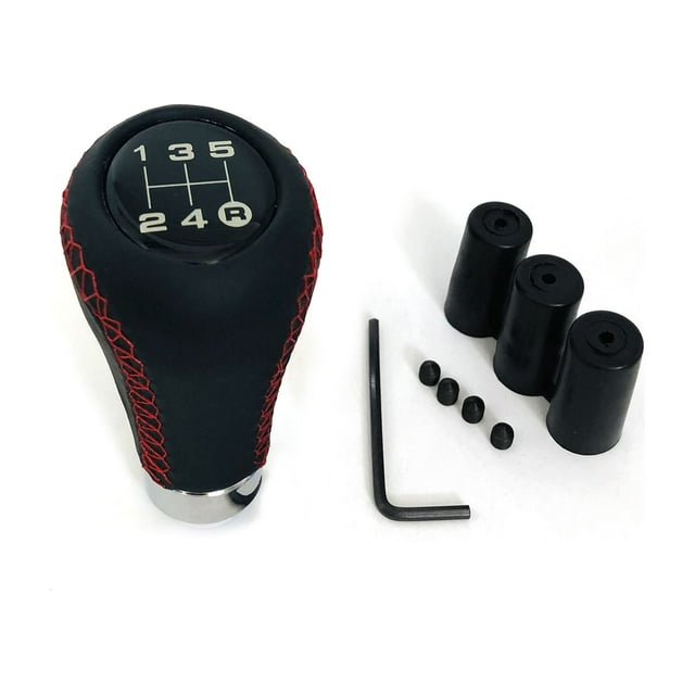 Boîte de Vitesses Manuelle de Voiture en Cuir Noir Point Rouge 5 Vitesses Universelles 8mm 10mm 12mm