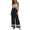 Navy, variant on Women Summer Linen Boho Floral Palazzo Pants Casual High Waist Drawstring Beach Wide Leg Trousers