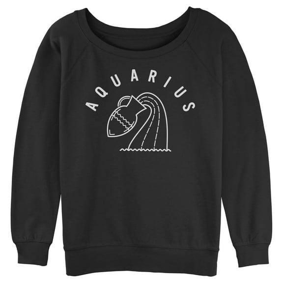 Junior's Lost Gods Zodiac Aquarius Symbol  Sweatshirt Black Large