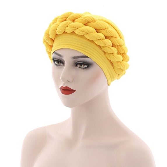 Fashion Handmade Nigerian Turban Cap Arab African Cap Muslim Turban Scarf Beanies Women Skullies Head Scarves YELLOW